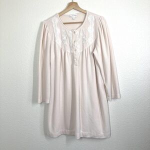 Miss Elaine Nightgown Womens Large Long Sleeve Lace Floral Embroidered Pajama